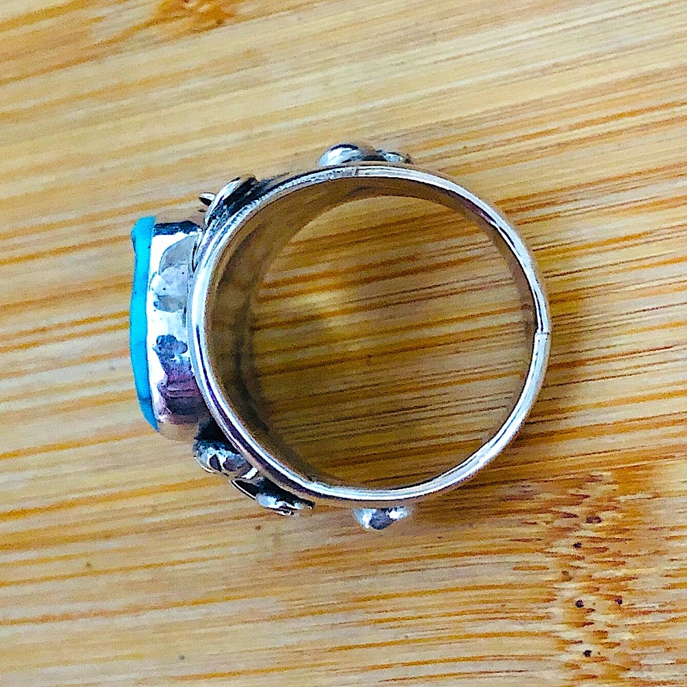$98 Native American Southwest Artisan Estate Turquoise Ring Sterling Silver - Picture 9 of 11
